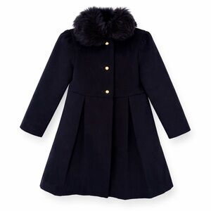 Janie and Jack Navy Faux Fur Collar Coat Girls 3T–4T Holiday Dress Coat